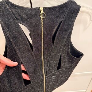 Express Black Glitter Crop Top